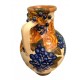 Hand-Painted Ceramic Jug with Embossed Roses and Grapes