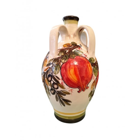 Handmade Ceramic Jug with Oliveand Pomegranate Branch Design – A Work of Greek Art