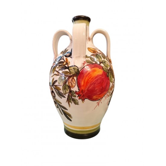 Handmade Ceramic Jug with Oliveand Pomegranate Branch Design – A Work of Greek Art