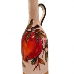 Handmade Ceramic Bottle with Pomegranate Branch Design – Greek Art