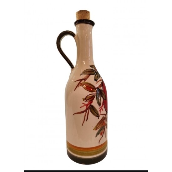 Handmade Ceramic Bottle with Pomegranate Branch Design – Greek Art