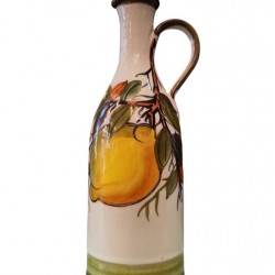 Handmade Ceramic Bottle with lemon Branch Design – Greek Art