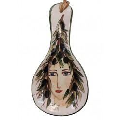 Hand-Painted Utensil Holder with Olive Nymph Design