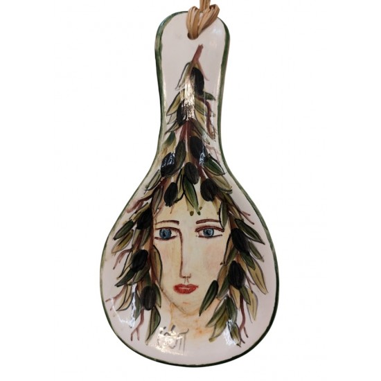 Hand-Painted Utensil Holder with Olive Nymph Design