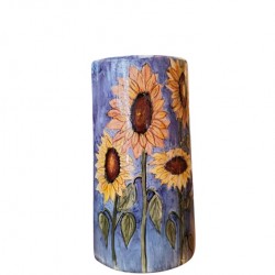 Hand-Painted Vase with Sunflower Design