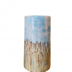 Hand-Painted Vase with Wheat Design