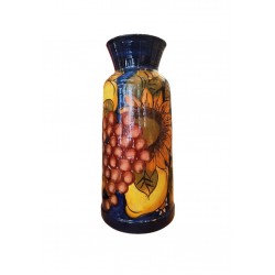 Hand-Painted Ceramic Vase with Sunflowers, Grapes, and Lemons