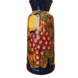 Hand-Painted Ceramic Vase with Sunflowers, Grapes, and Lemons