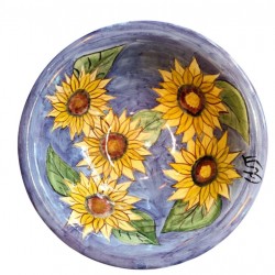 Handmade Ceramic Salad Bowl with Sunflowers Design – 28x7.5 cm