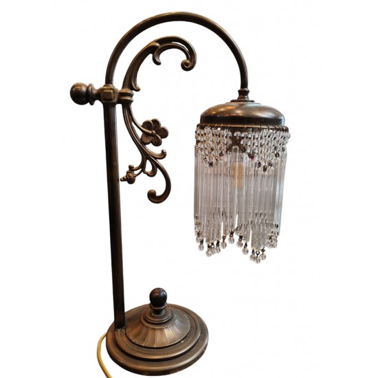 Tabletop Bronze Lamp with Crystals – A Handmade Work of Art