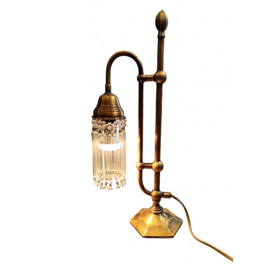 Tabletop Bronze Lamp with Crystals – A Handmade Work of Art