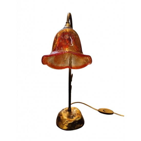 Tabletop Bronze Lamp with Blown Glass – A Handmade Work of Art