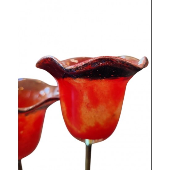 Tabletop Bronze Candle Holder with Blown Glass – A Handmade Work of Art
