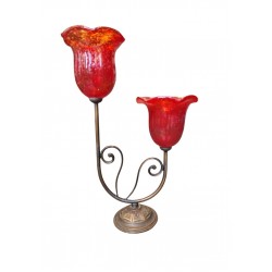 Tabletop Bronze Candle Holder with Blown Glass – A Handmade Work of Art